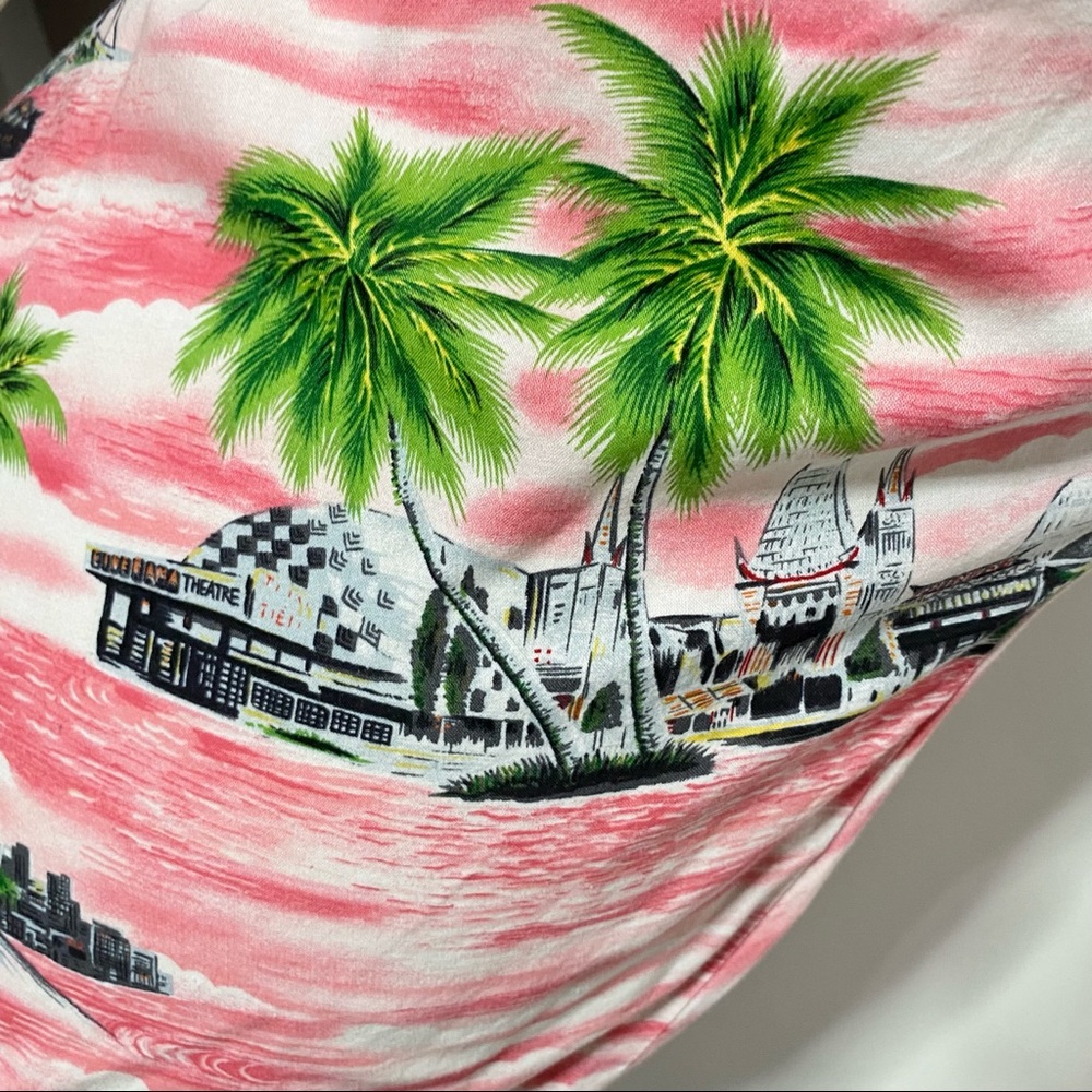 Y2K pink & green tropical print shift dress S/M - Picture 9 of 10
